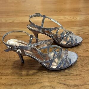 Elegant Silver Strappy Heels